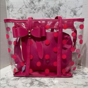 Clear Pink Polka Dot Tote Bag